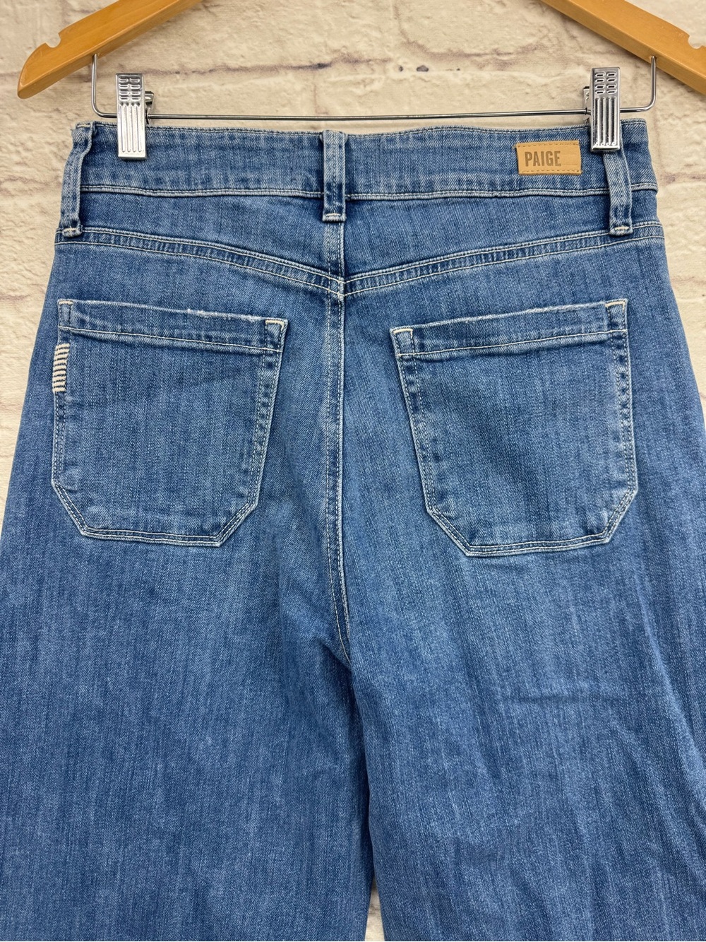 Paige Genesee Modest Wide Leg Jeans Women Size 27 Medium Wash High Rise - Picture 13 of 15
